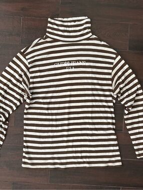 A$AP Rocky X GUESS Jeans Men’s Brown & White Striped Turtleneck Sweater Large